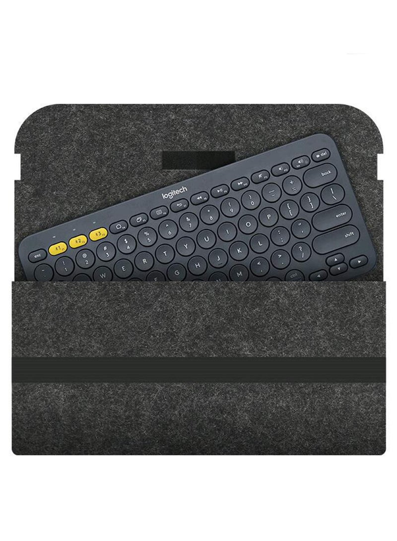 Protective Sleeve Pouch for Logitech K380 Bluetooth Multi-Device Wireless Keyboard - Felt Travel Bag Keyboard Cover (Black)  - Image 1