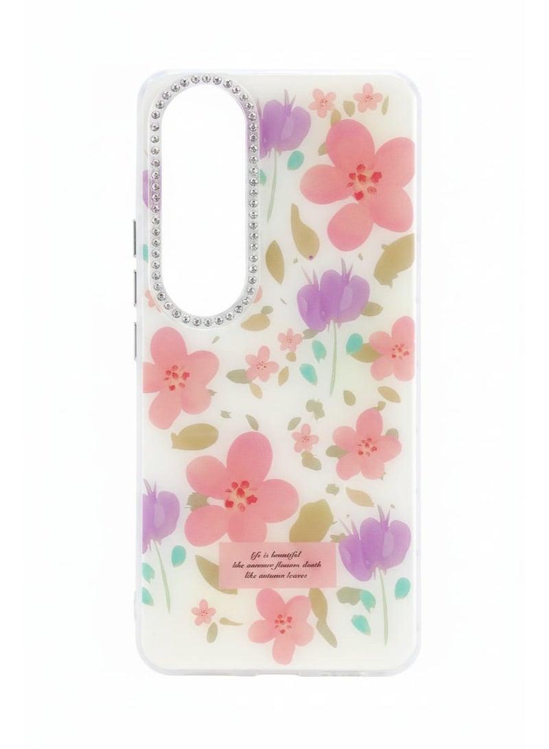 A luxurious case with an elegant floral design for Vivo V50 Lite .