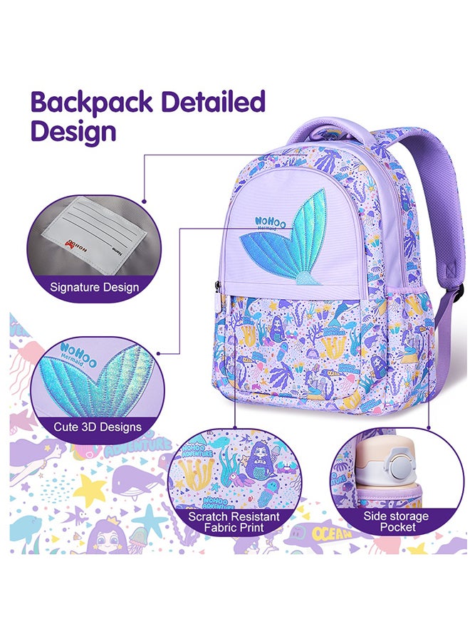 Nohoo Kids 16 Inch School Bag With Pencil Case Combo Mermaid - Purple - Image 5