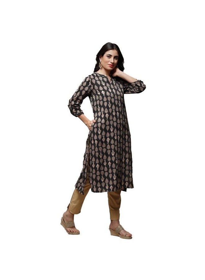 Biba BIBA Women Cotton Printed Regular Mix and Match Kurta(Assorted19269_Charcoal_36)  - Image 1
