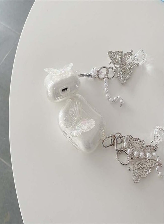 Compatible with AirPods Pro 2 (2022) Case with Girls Cute Clear Glitter Butterfly Design Smooth Soft TPU Cover Case for Airpods Pro 2,Cute for Airpods-Butterfly - Image 2