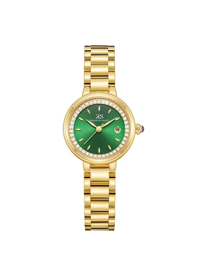 كينيث سكوت Kenneth Scott K23542-GBGG Women Analog Display Watch & Solid Stainless Steel Strap Gold