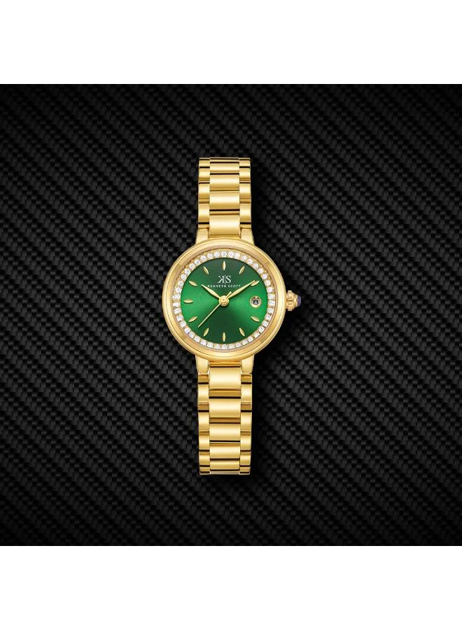 Kenneth Scott green Women's Stainless Steel Analog Watch K23542-GBGG - 28 mm for Women | Best Price UAE