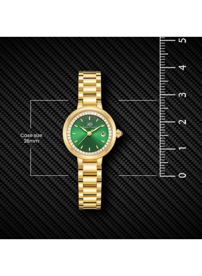 Kenneth Scott green Women's Stainless Steel Analog Watch K23542-GBGG - 28 mm for Women | Best Price UAE