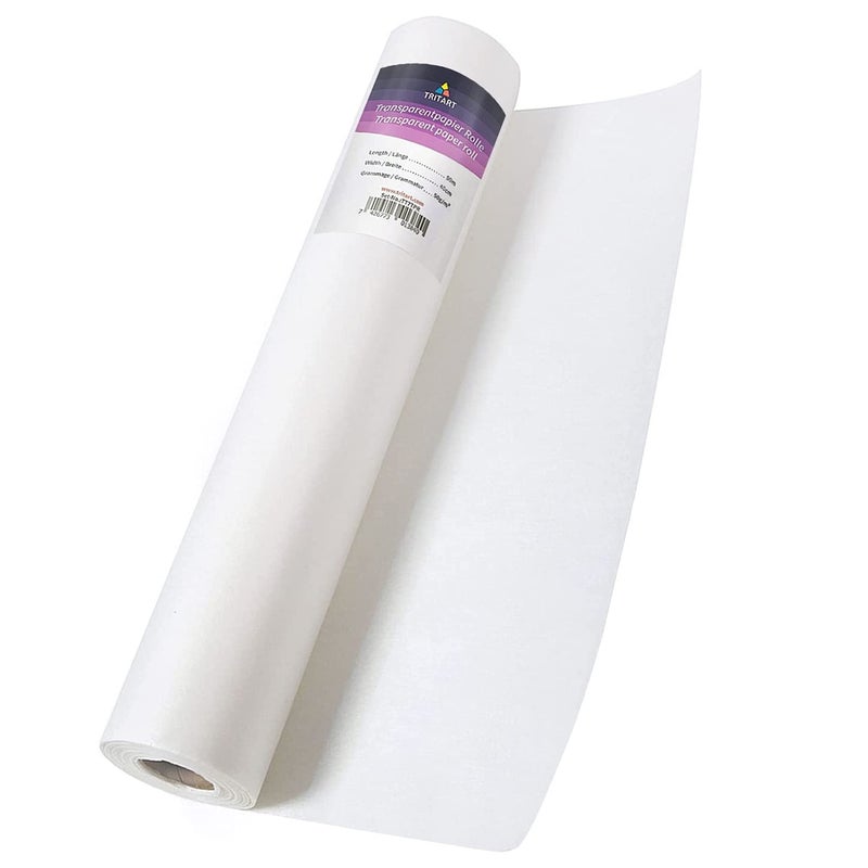 Tritart White Tracing Paper Roll 16 inch x 164 feet - 50 g/m² Sewing Pattern Paper for Ink, Pencil & Markers - Trace Paper for Sewing&Dressmaking - Sketch & Drafting paper roll - Sewing Tracing Paper - Image 1