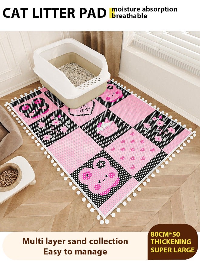 سجادة فضلات القطط، وسادة فضلات القطط، وسادة فضلات القطط مضادة للانزلاق وقابلة للطي، تمنع إزالة فضلات القطط، مانعة للانزلاق وكبيرة الحجم، مقاومة للماء والبول، وسادة حماية من رذاذ صندوق فضلات القطط، ا - Image 1