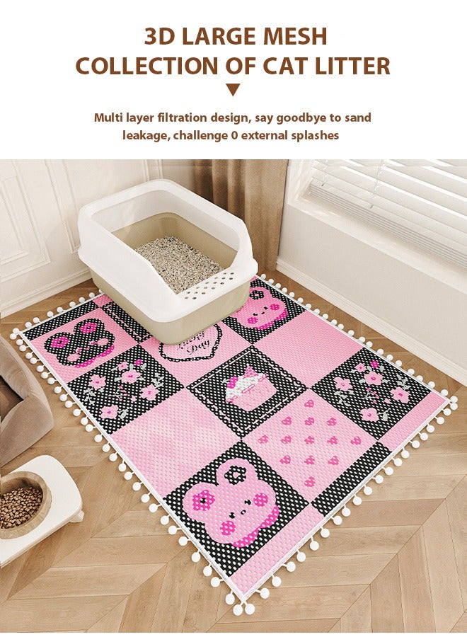 سجادة فضلات القطط، وسادة فضلات القطط، وسادة فضلات القطط مضادة للانزلاق وقابلة للطي، تمنع إزالة فضلات القطط، مانعة للانزلاق وكبيرة الحجم، مقاومة للماء والبول، وسادة حماية من رذاذ صندوق فضلات القطط، ا - Image 4