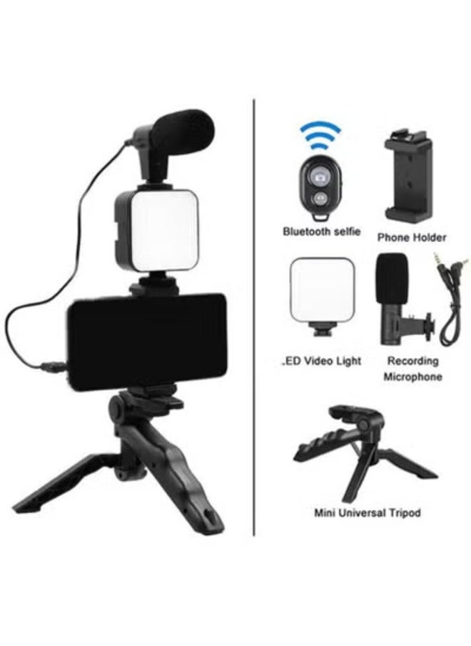 AY-49 Video Making Tripod Kit With LED Light, Microphone & Wireless Remote
