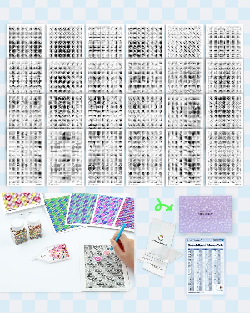 forever young 24 Designs Diamond Freestyle Cards for Beads 5x7 Blank Diamond Art Cards with Glue for Square Dots for Adults PostcardStyle Diamond Painting Accessories No Drills - Image 3