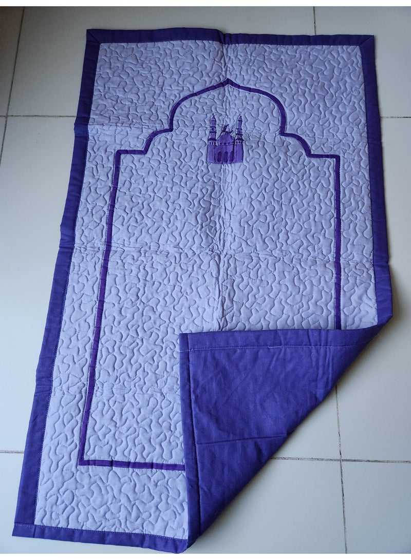 Kids Portable Prayer Mat & Bag Set, Soft Quilted Islamic Prayer Rug for Children, Lightweight Travel Sajadah with Matching 2 Tone Fabric Carry Pouch, Ideal Eid Ramadan Gift for  Kids - Image 3