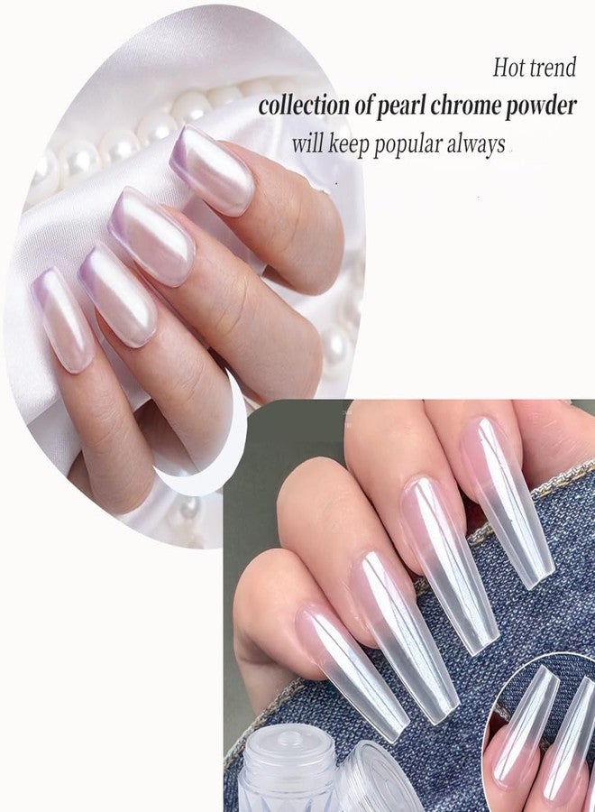 Pretty Diva Pearl Chrome Nail Powder - White Pearl & Clear Pearl Chrome Powder for Nails, High Gloss Pearl Nail Powder Chrome Powder Metallic Pigment for Nails - Image 3