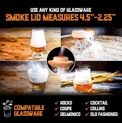 Aged & Charred Whiskey Cocktail Smoker Kit with Torch & 8 Flavors Wood Chips - Premium USA Oak Smoker - Old Fashioned Smoker Kit - Bourbon Gifts for Men (with Butane) - Image 4