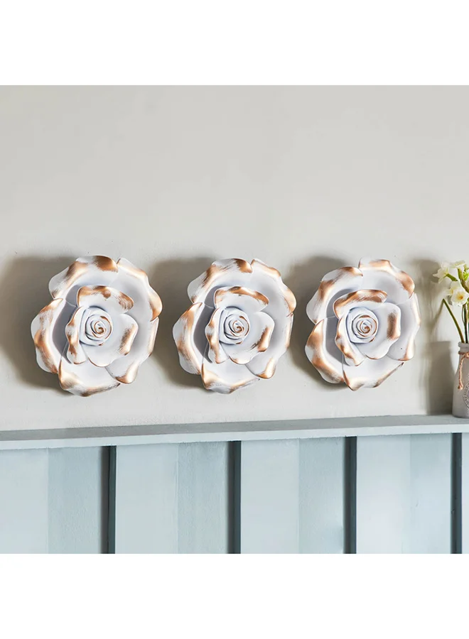 Home Box Mirage 3-Piece Flower Wall Decor Set 25 x 6.5 x 25 cm
