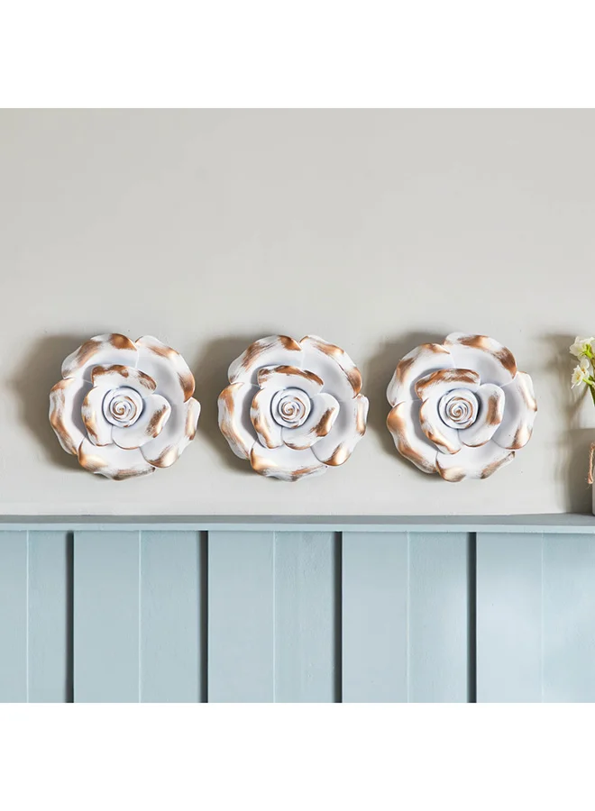 Home Box Mirage 3-Piece Flower Wall Decor Set 25 x 6.5 x 25 cm