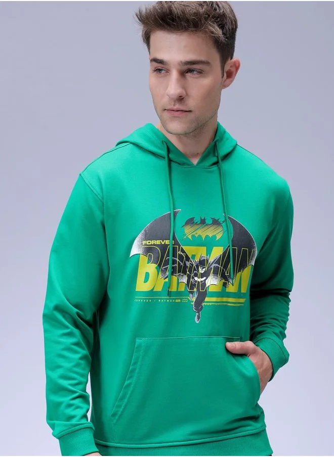 شركة المرآب الهندية Men Regular Fit Batman Overhead Hooded Sweatshirt