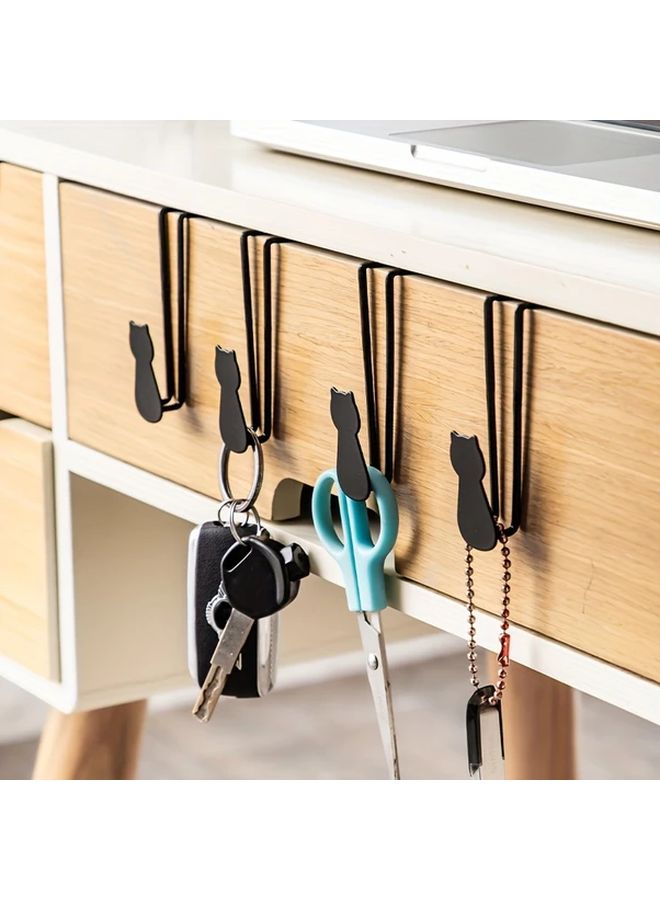 2 Heavy Duty Cast Iron Cat Shaped Over The Door Hooks No Tools Needed Space Saving Organizer - Image 3