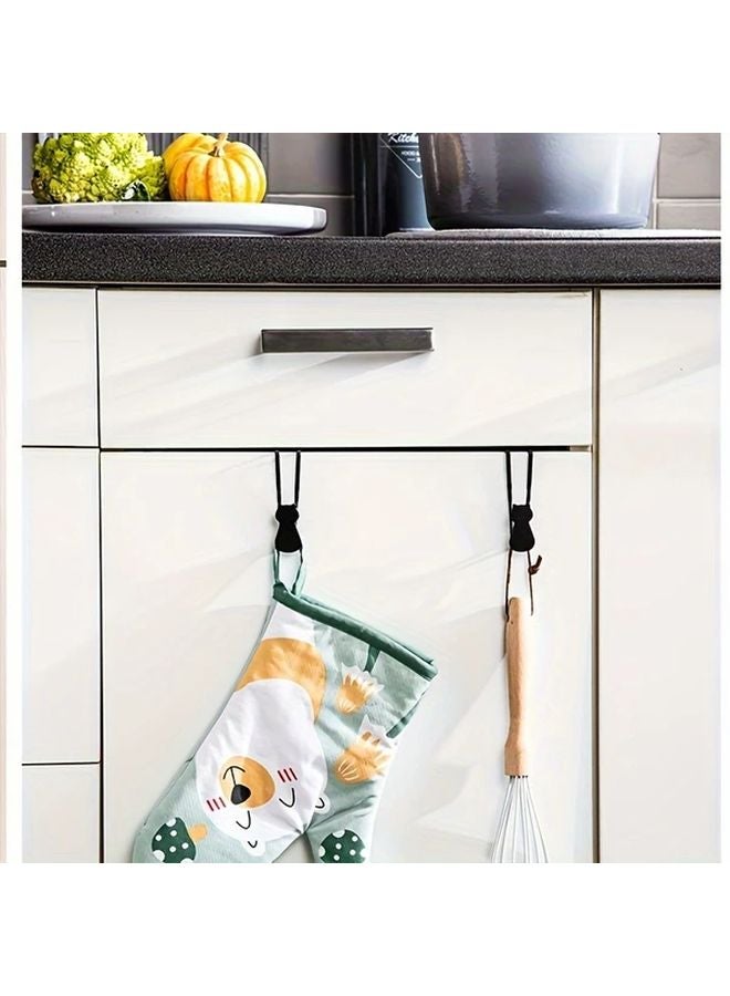 2 Heavy Duty Cast Iron Cat Shaped Over The Door Hooks No Tools Needed Space Saving Organizer - Image 5