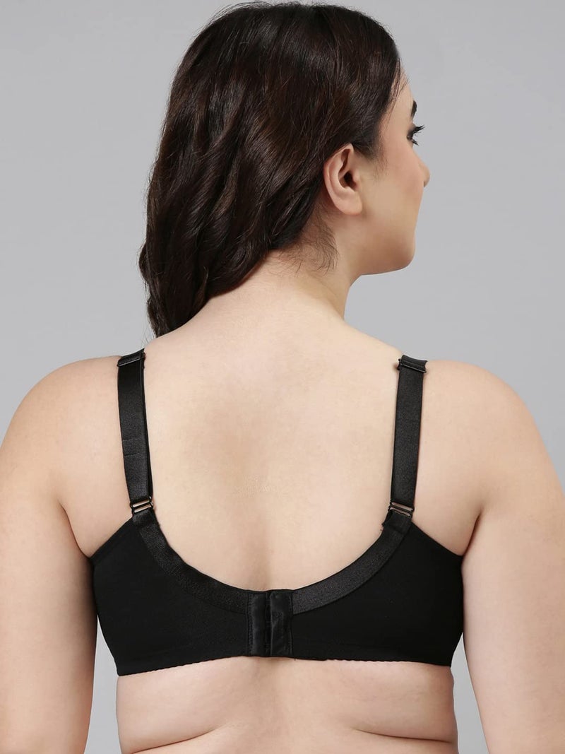 Enamor Women's Nylon Blend Non Padded Wire Free Full Coverage Smooth Contour Lift Bra with 3-Section Cups Support- F097(F097-Black-34D) - Image 2