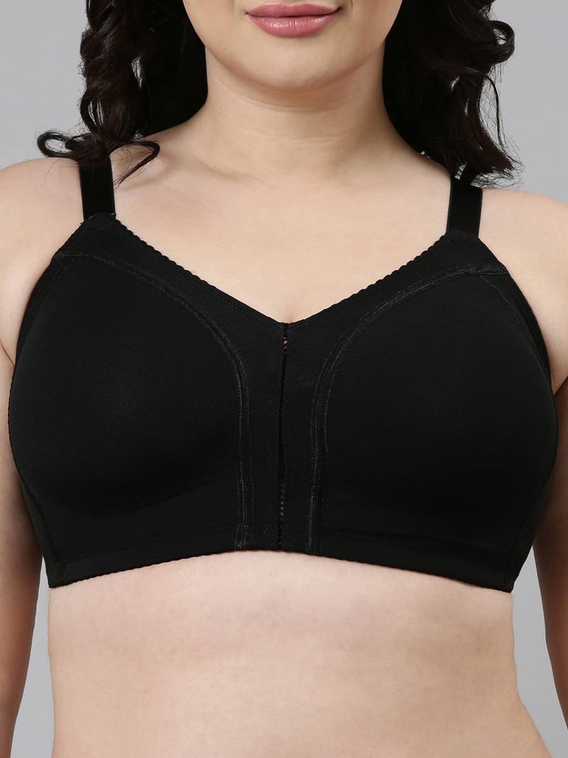 Enamor Women's Nylon Blend Non Padded Wire Free Full Coverage Smooth Contour Lift Bra with 3-Section Cups Support- F097(F097-Black-34D) - Image 5