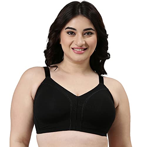 Enamor Women's Nylon Blend Non Padded Wire Free Full Coverage Smooth Contour Lift Bra with 3-Section Cups Support- F097(F097-Black-34D) - Image 1