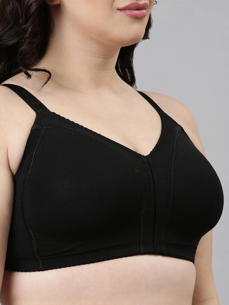 Enamor Women's Nylon Blend Non Padded Wire Free Full Coverage Smooth Contour Lift Bra with 3-Section Cups Support- F097(F097-Black-34D) - Image 4