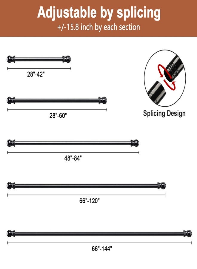 CALCHELE Double Curtain Rods for windows, 1 Inch Diameter double rod curtain rods Heavy Duty Decorative Drapery Rod for Windows 28 to 60 Inch Black - Image 3