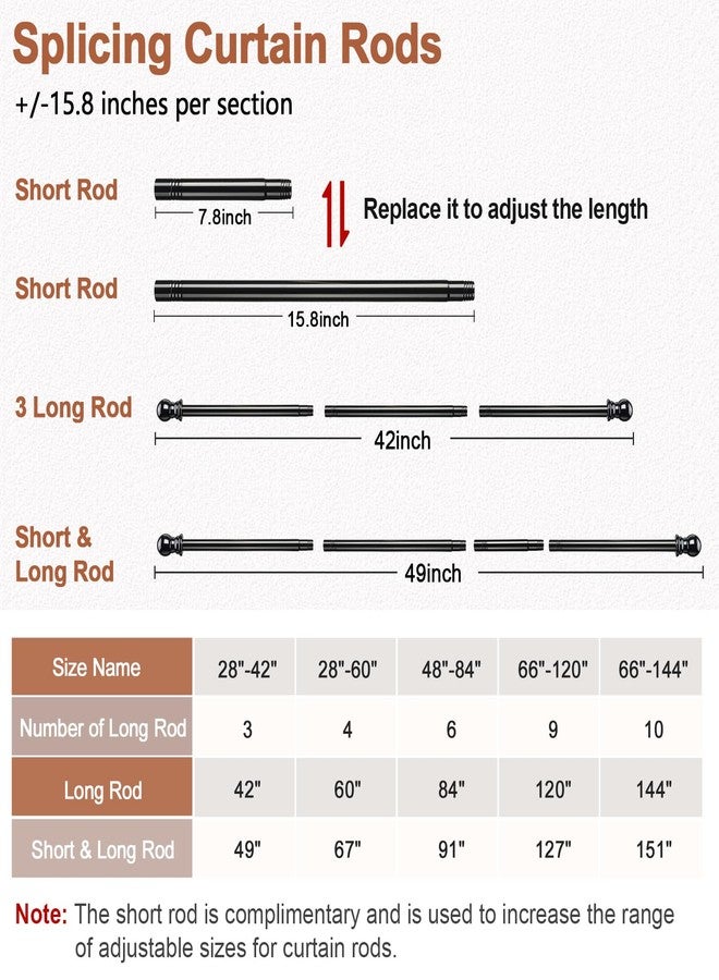 CALCHELE Double Curtain Rods for windows, 1 Inch Diameter double rod curtain rods Heavy Duty Decorative Drapery Rod for Windows 28 to 60 Inch Black - Image 4