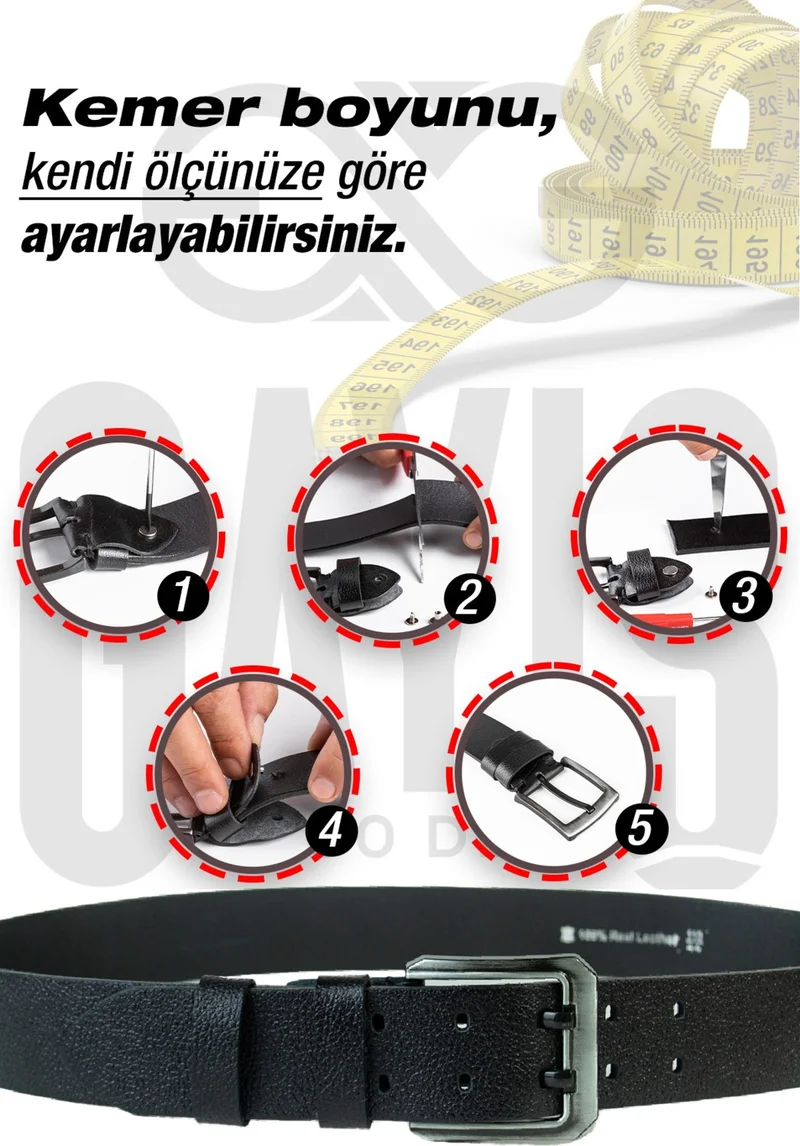 Gayış Special Oval Boxed Buffalo Leather Men's Jeans Trouser Belt Gift Dowry Belt