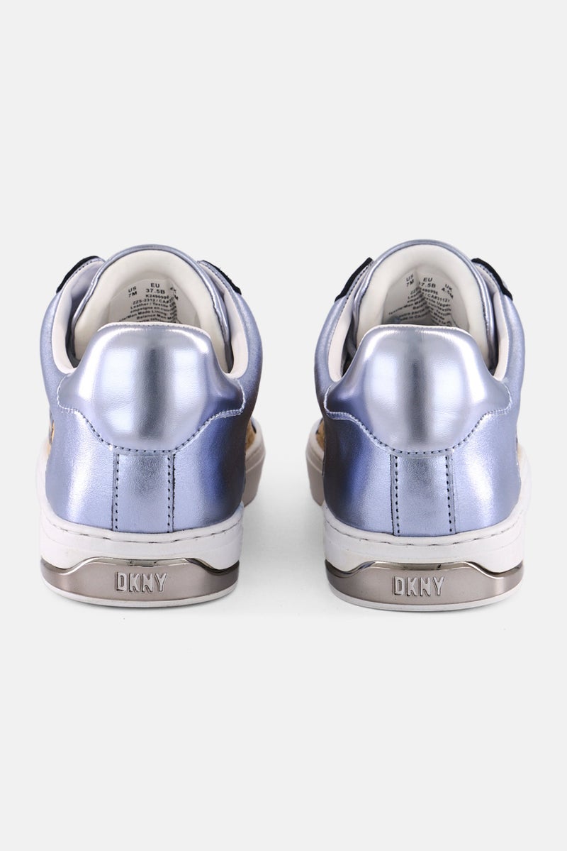 DKNY Women Abeni Arch Raffia Lace Up Shoes, Silver  - Image 4