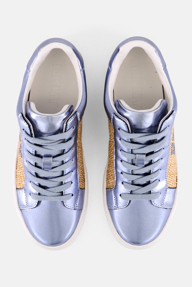 DKNY Women Abeni Arch Raffia Lace Up Shoes, Silver  - Image 2