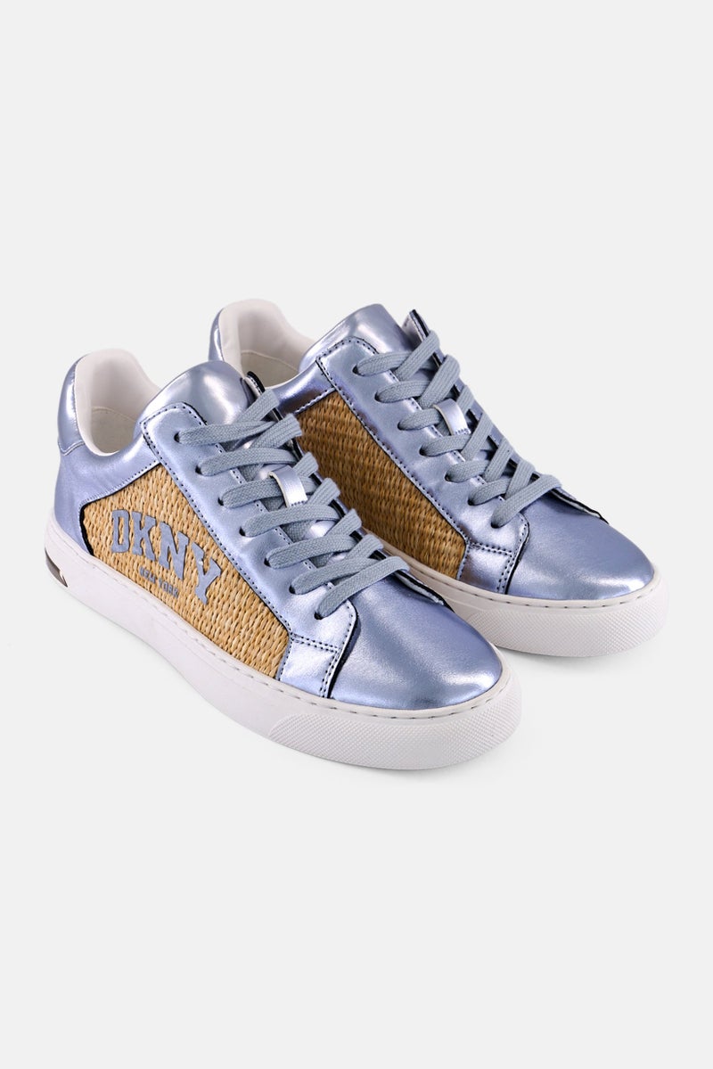 DKNY Women Abeni Arch Raffia Lace Up Shoes, Silver  - Image 1