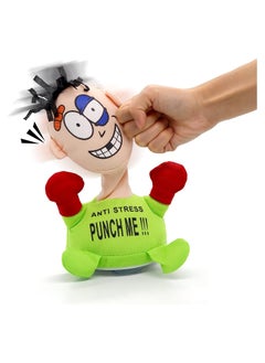 Stress Relief Toys, Electric Anti Stress Punch Me Plush Doll, Desktop Punching Bag Anger Management Toys, Interactive Vent Emotion Toy with Screaming Sound, Funny Gifts for Kids Adults (Green)