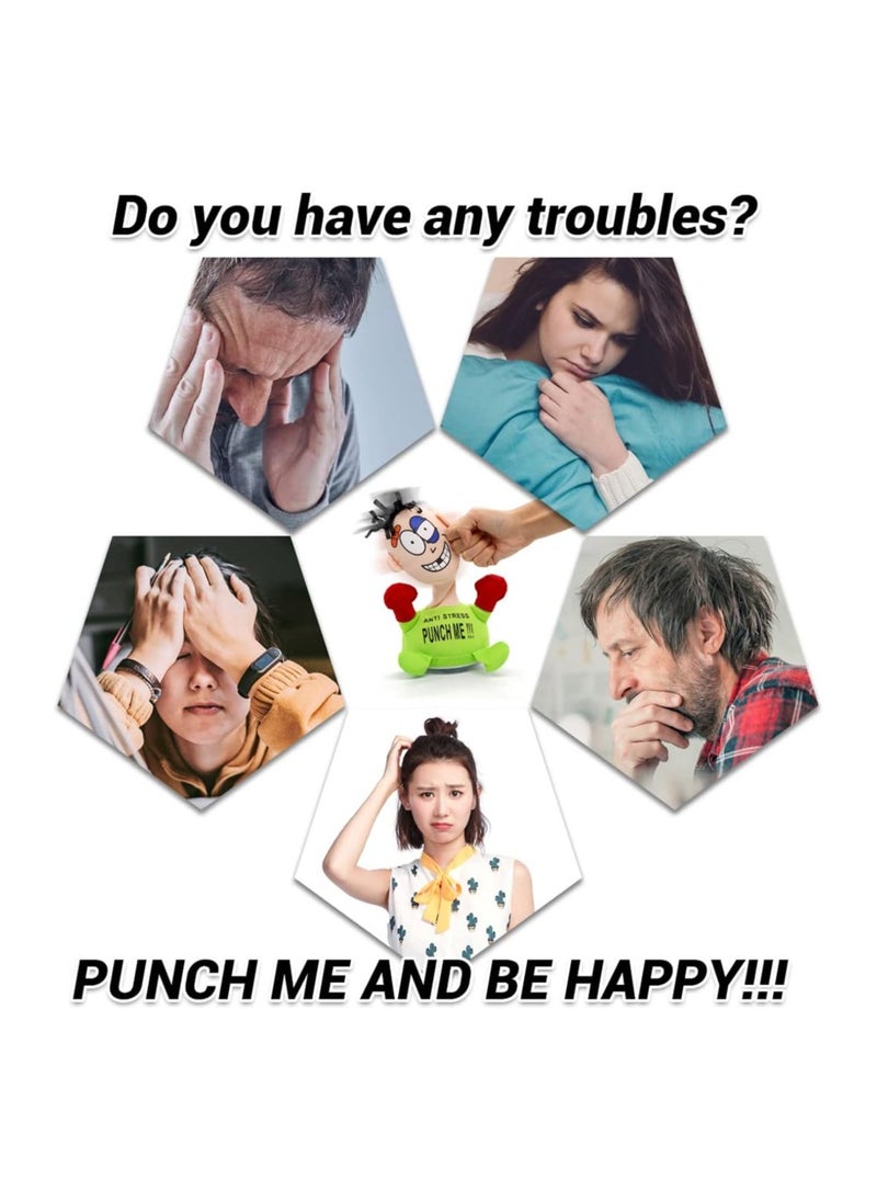 Generic - Stress Relief Toys, Electric Anti Stress Punch Me Plush Doll, Desktop Punching Bag Anger Management Toys, Interactive Vent Emotion Toy with Screaming Sound, Funny Gifts for Kids Adults (Green) - Image 1