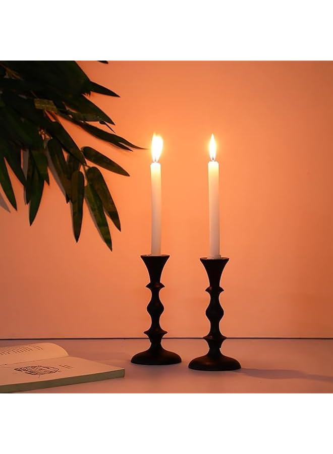 The Bros ATK_Pillar Candle Holder,Taper candle holder for retro candleholder, Formal Events, Wedding, Church, Holiday Décor, Dinning Table Centerpiece Candles -Set of 2. (Metal, Black) - Image 2