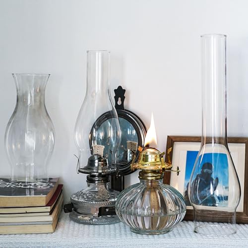 GXFCCYXT Oil Lamp Chimney 3 Inch Base by 14 Inch Tall Clear Glass and Hurricane Kerosene Lamp Chimney Replacement for Fixture Replacement Globes & Shades - Image 4