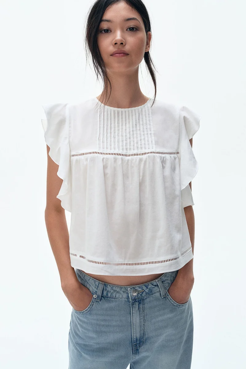 اتش اند ام Flutter-sleeved blouse