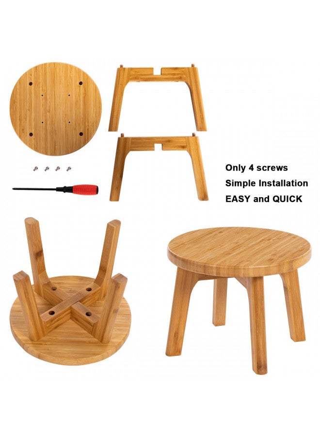 GOBAM Bamboo Step Stool, 10.65 inches - Sturdy Foot Stool for Adults, Kids Stool, Portable Wooden Stool for Kitchen, Bathroom, Bedroom, or Toy Room - 300 lbs Capacity - Image 4