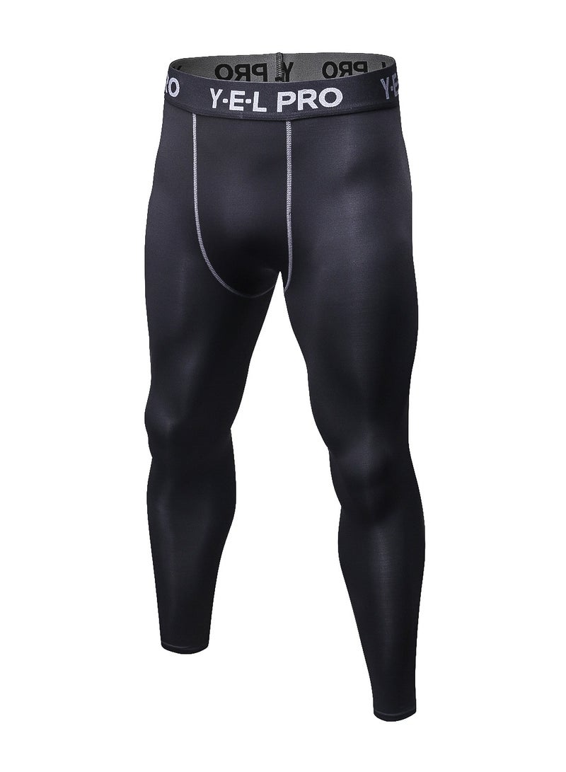 Men Quick Dry Breathable Elastic Running Trousers Black  - Image 1