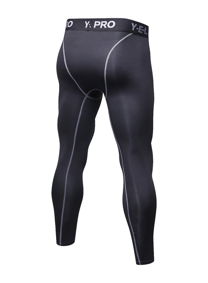 Men Quick Dry Breathable Elastic Running Trousers Black  - Image 2