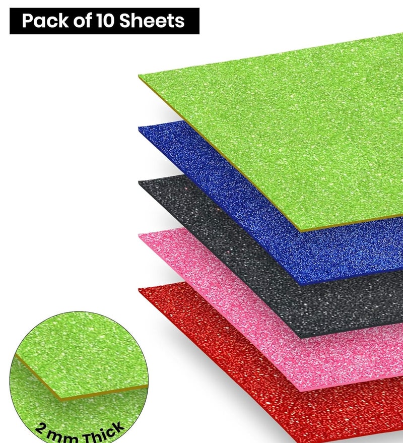 Cubic Glitter Foam Sheets (Non-Gumming Mix) | Sparkling Craft Foam for DIY, School Projects & Decorations | Flexible & Easy-to-Cut Craft Material - Image 2