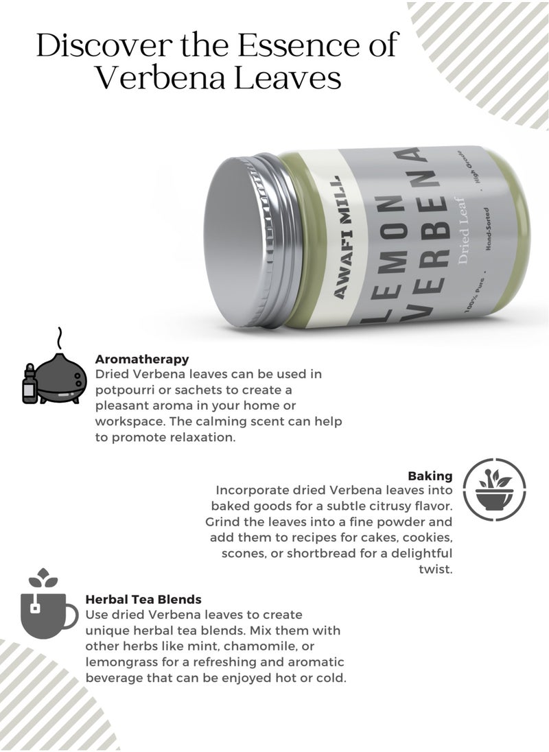 Awafi Mill Exquisite Pure Greek Dried Verbena Leaves | Handpicked Naturally Dried | Aloysia Citrodora | Dried Vervain Leaves | Greek Organic Lemon Verbena  - Image 2
