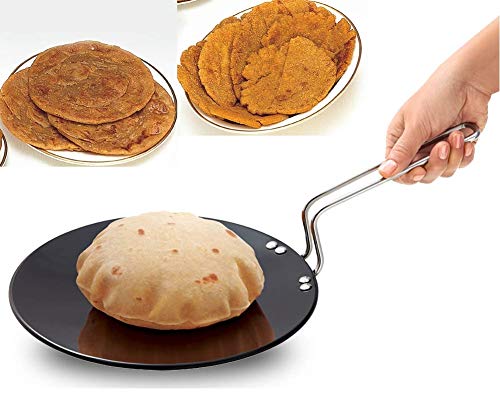 Elexiq Tawa for RotiChapathiChapati with Steel Handle Roti Tawa Black Hard Anodised Plus Cookware Induction Base Roti Tawa 10 inch - Image 3