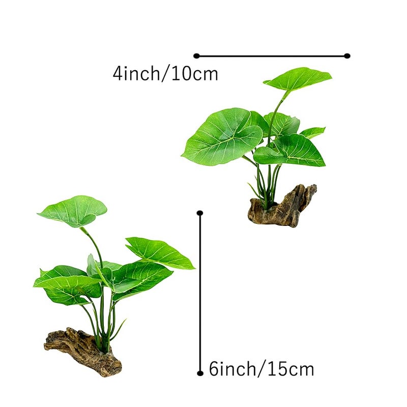 Smoothedo-Pets Fish Tank Decor Aquarium Decorations Ornaments Betta Leaf pad Hammock 6inch Plastic Artificial Plant Goldfish Fish Hides Small Tank/Reptiles Plants Driftwood (Green-Type-A) - Image 5