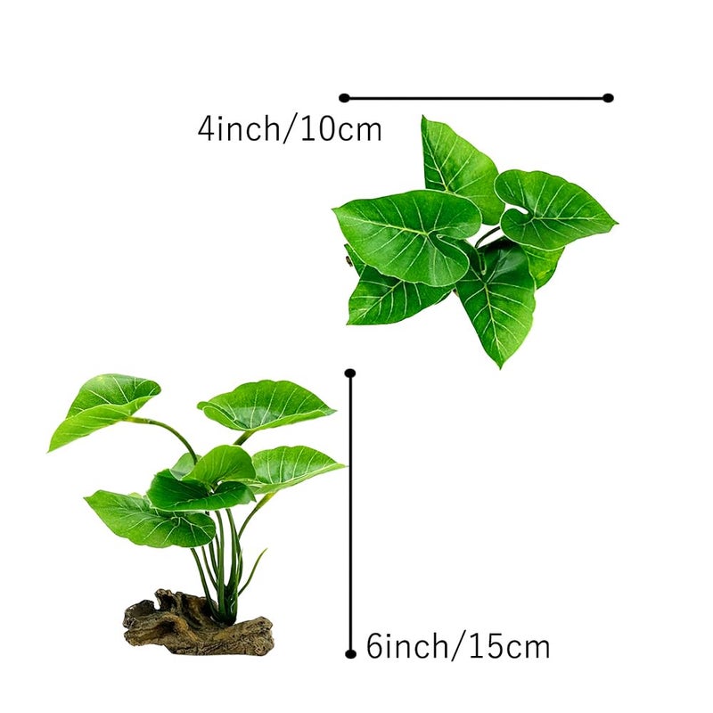 Smoothedo-Pets Fish Tank Decor Aquarium Decorations Ornaments Betta Leaf pad Hammock 6inch Plastic Artificial Plant Goldfish Fish Hides Small Tank/Reptiles Plants Driftwood (Green-Type-A) - Image 3