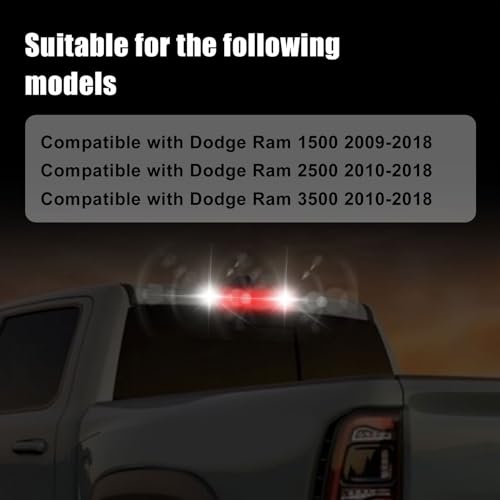 FZJDSD LED 3rd Third Brake Light Cargo Lamp Compatible with Dodge Ram 1500 2500 3500 2010-2018 55372082AD 55372082AC 55372082AE 55372082AF High Mount Stop Light Rear Tail Cargo Lamps - Image 5