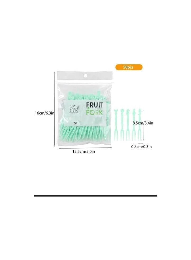 شوك فواكه بلاستيك لون أخضر – كيس 50 قطعة للاستعمال اليومي - Image 4