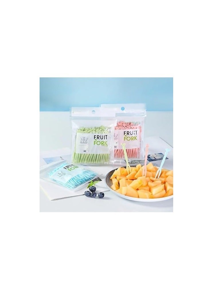 شوك فواكه بلاستيك لون أخضر – كيس 50 قطعة للاستعمال اليومي - Image 3