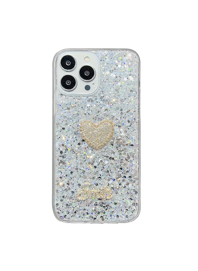 Zaboon Case For iPhone 13 Pro Max Starry Sequin Diamond Heart Epoxy TPU Phone Case - Image 1