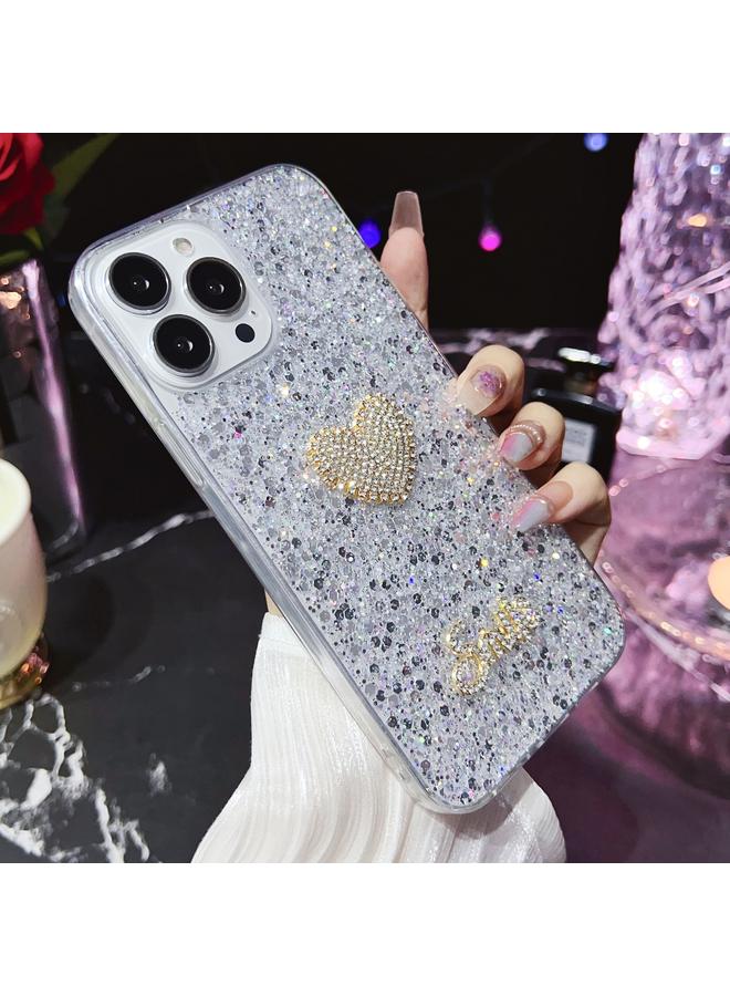 Zaboon Case For iPhone 13 Pro Max Starry Sequin Diamond Heart Epoxy TPU Phone Case - Image 3