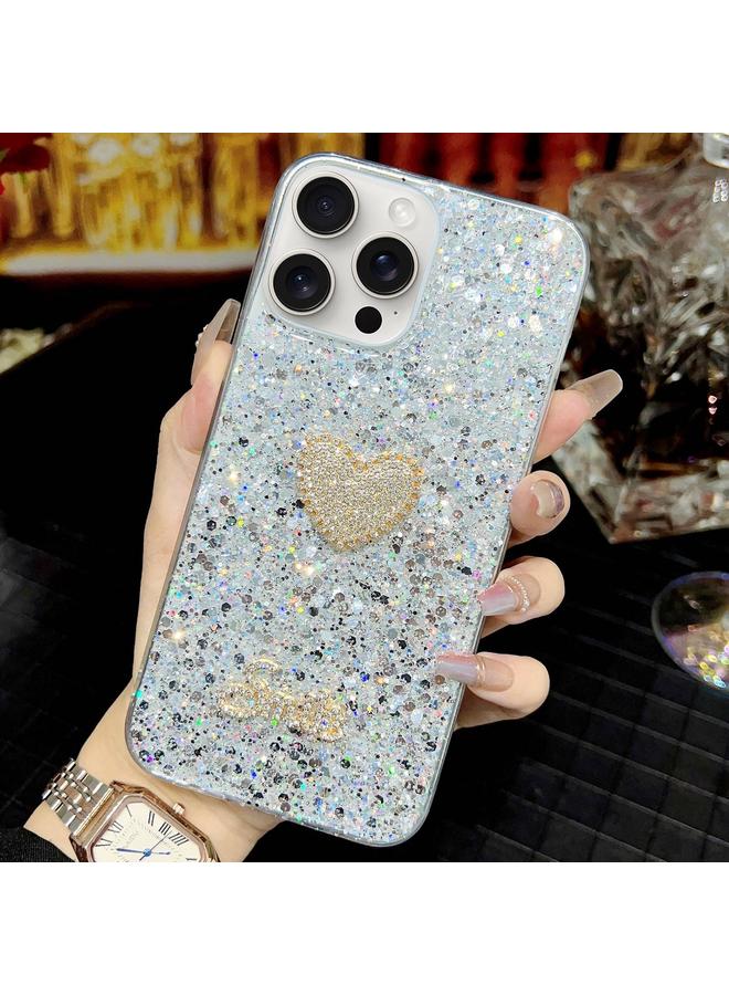 Zaboon Case For iPhone 13 Pro Max Starry Sequin Diamond Heart Epoxy TPU Phone Case - Image 4